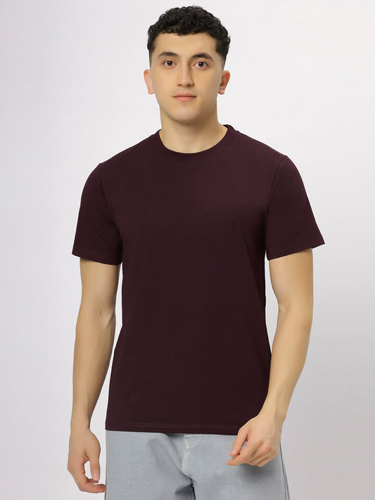 Wine Supima Round Neck T-Shirt