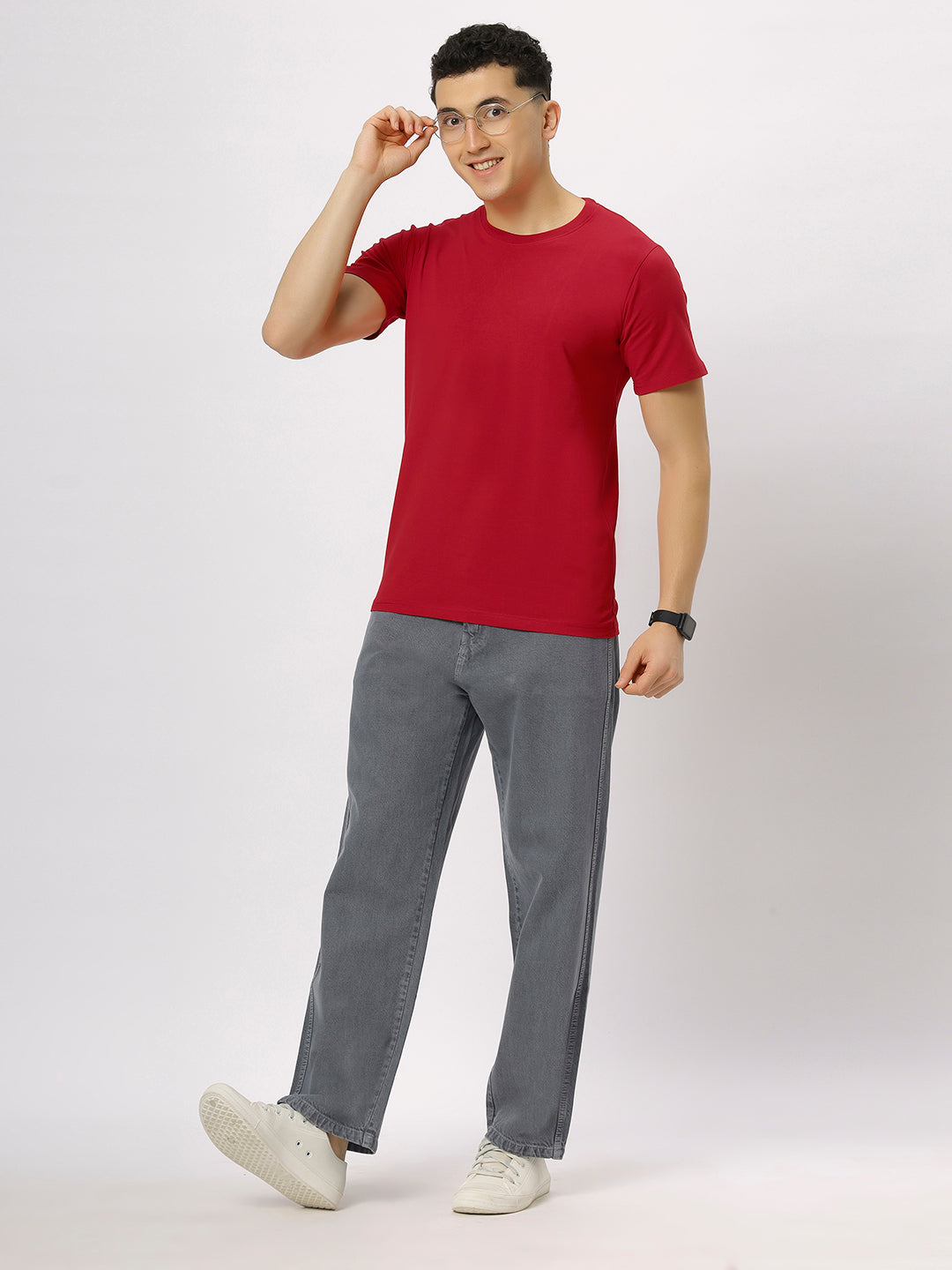Red Supima Round Neck Tshirt