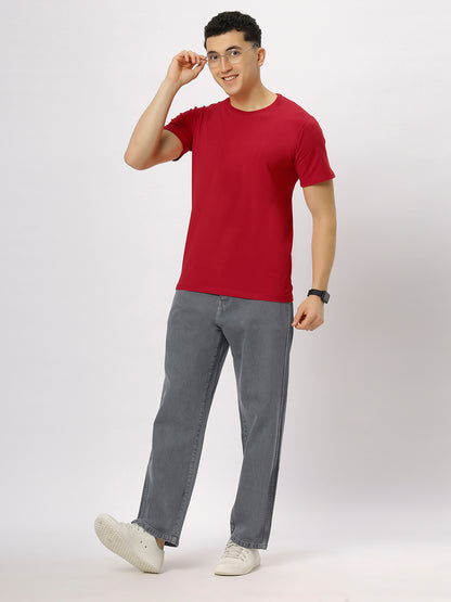 Red Supima Round Neck Tshirt