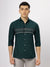 Men Olive Green Horizontal Stripe Casual Shirt