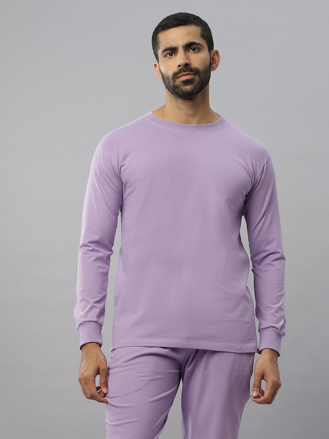 Lavender Supima Full Sleeve Round Neck T-shirt
