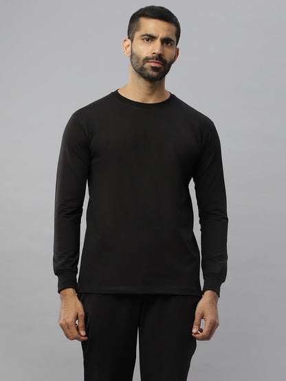 Black Supima Full Sleeve Round Neck T-shirt