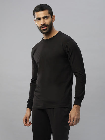 Black Supima Full Sleeve Round Neck T-shirt