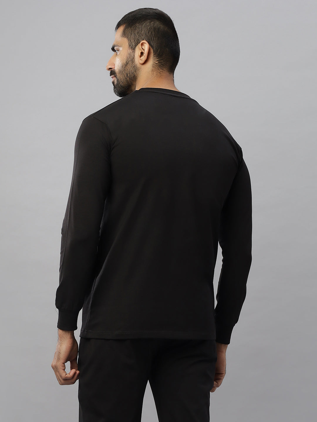 Black Supima Full Sleeve Round Neck T-shirt