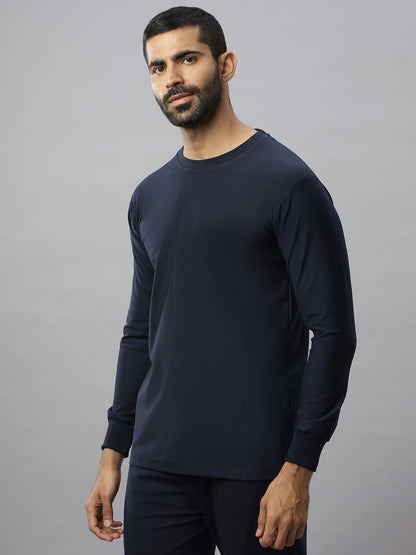 Navy Blue Supima Full Sleeve Round Neck T-shirt