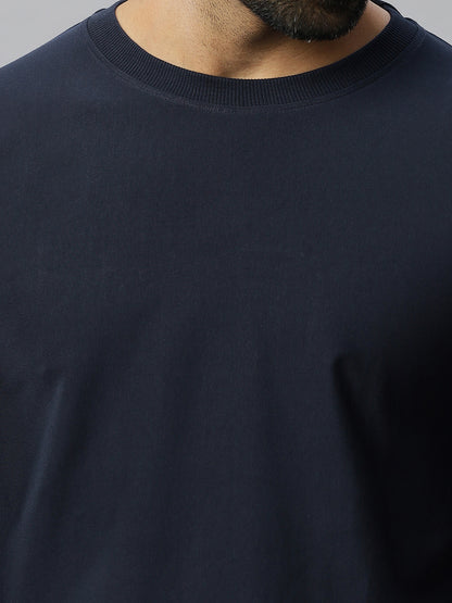 Navy Blue Supima Full Sleeve Round Neck T-shirt
