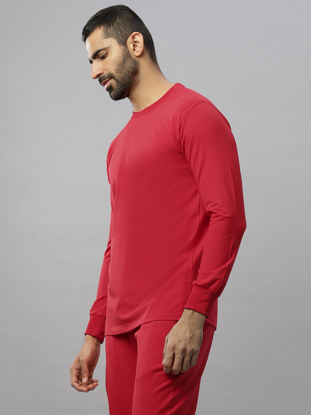 Red Supima Full Sleeve Round Neck T-shirt