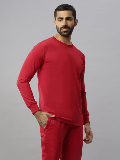 Red Supima Full Sleeve Round Neck T-shirt