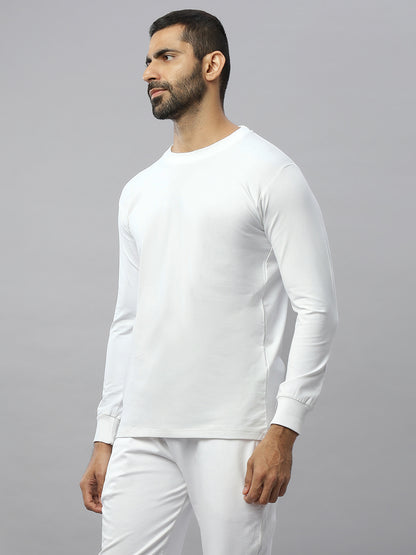 White Supima Full Sleeve Round Neck T-shirt