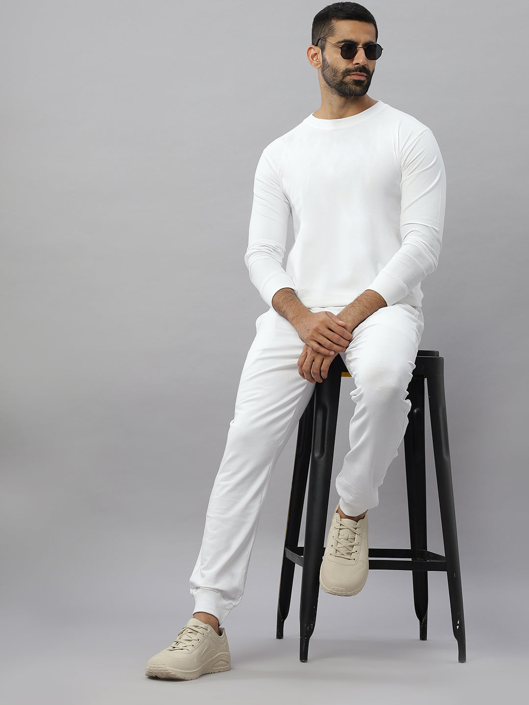 White Supima Full Sleeve Round Neck T-shirt