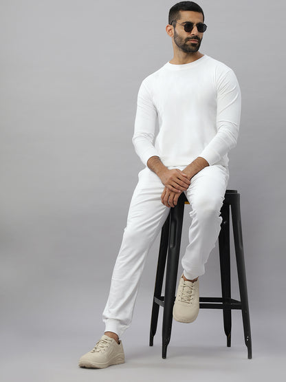 White Supima Full Sleeve Round Neck T-shirt