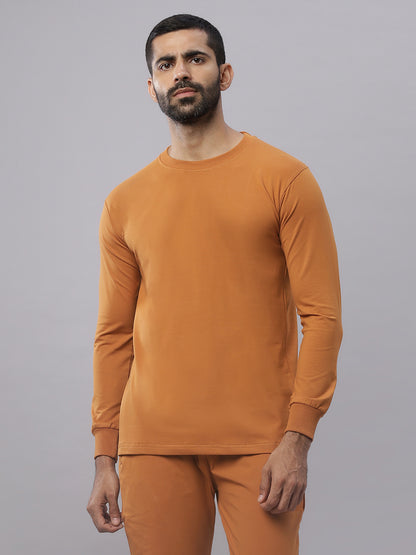 Rust Supima Full Sleeve Round Neck T-shirt