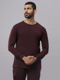 Wine Supima Full Sleeve Round Neck T-shirt