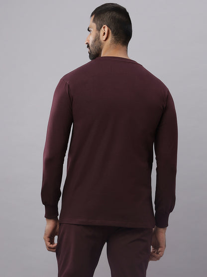 Wine Supima Full Sleeve Round Neck T-shirt
