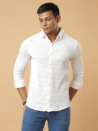 White | Wavy Ridge | Pleated Design Shirt