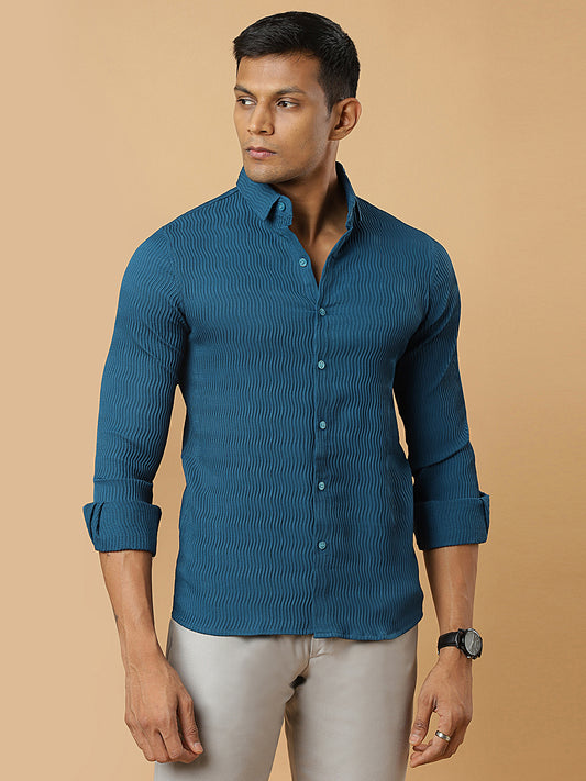 Peacock | Wavy Ridge | Pleated Design Shirt