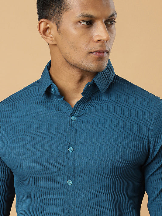 Peacock | Wavy Ridge | Pleated Design Shirt