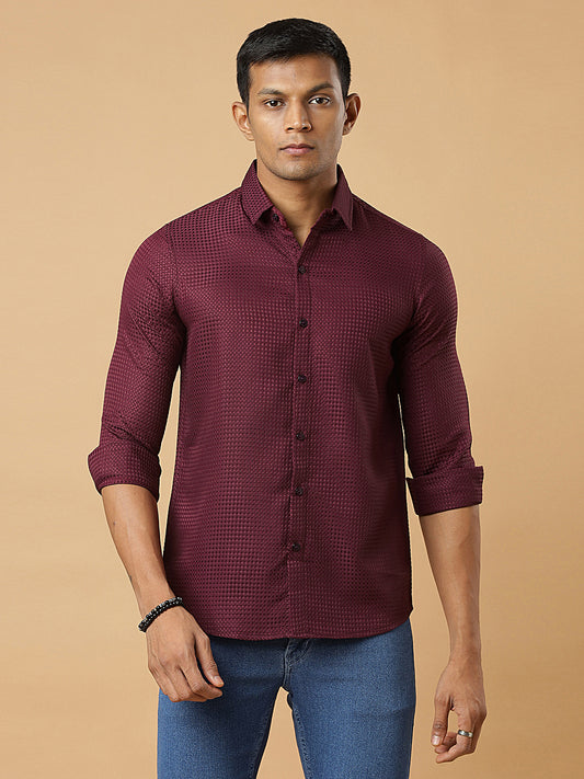 Wine | Classic Waffle Pattern | Waffle Texture Shirt