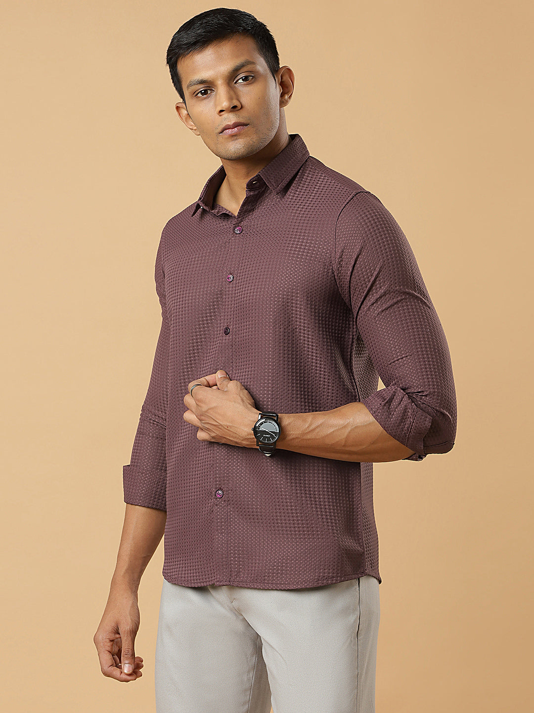 Purple | Classic Waffle Pattern | Waffle Texture Shirt