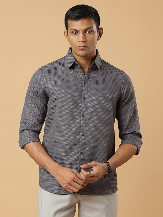 Steel Grey | Classic Waffle Pattern | Waffle Texture Shirt