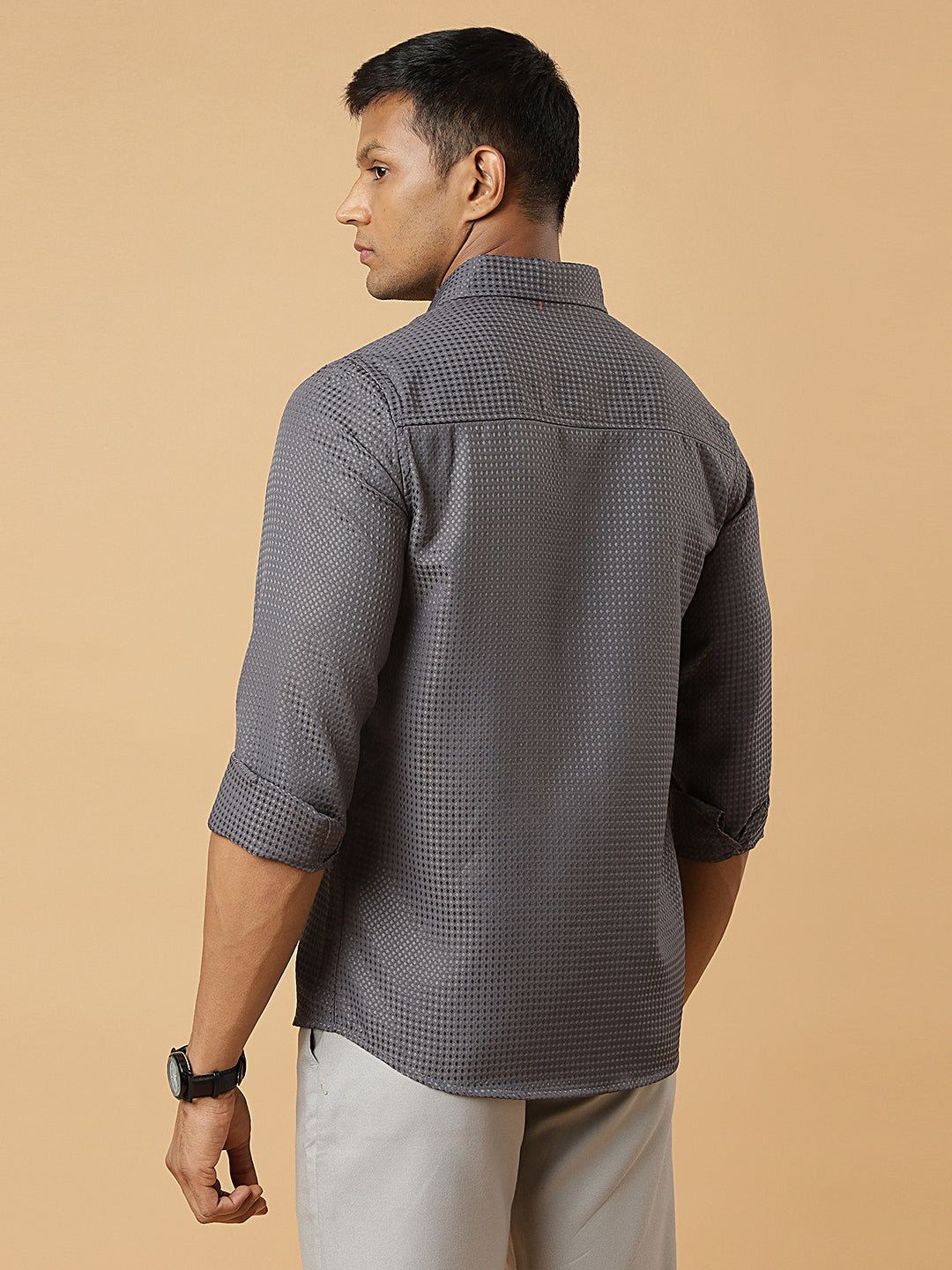 Steel Grey | Classic Waffle Pattern | Waffle Texture Shirt