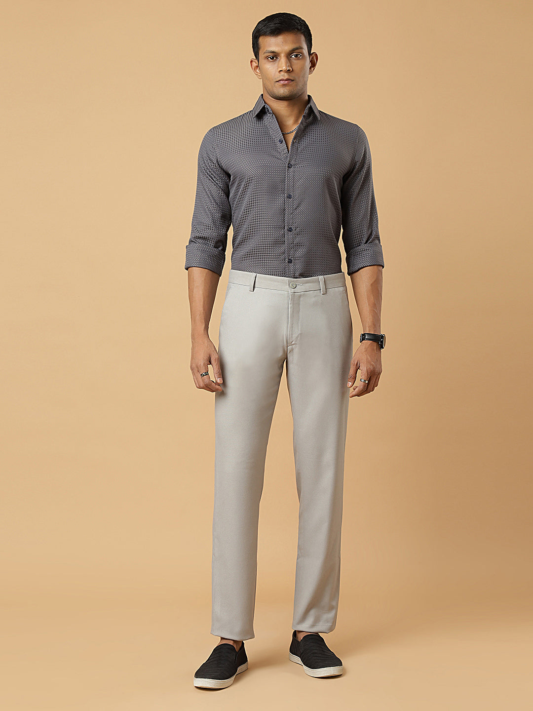Steel Grey | Classic Waffle Pattern | Waffle Texture Shirt