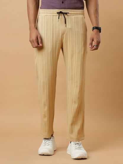 Chiku | Vertical Stripe Textured Track Pants | All-Season Wear
