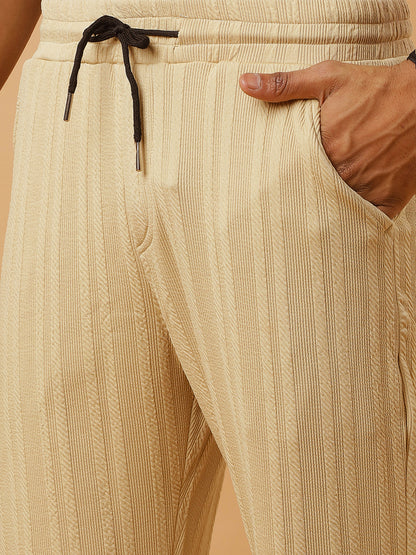 Chiku | Vertical Stripe Textured Track Pants | All-Season Wear