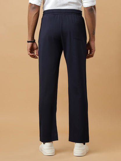 Navy Blue | Stretchable Ribbed Track Pants | Gym & Daily Wear