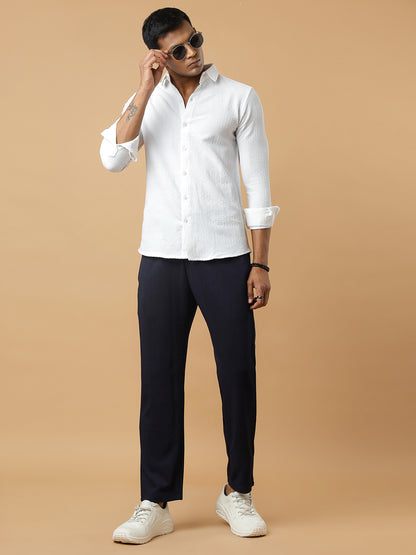 Navy Blue | Stretchable Ribbed Track Pants | Gym & Daily Wear