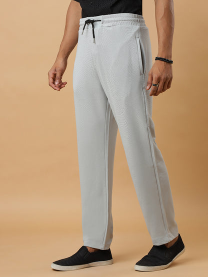 Grey | Stretchable Ribbed Track Pants | Gym & Daily Wear