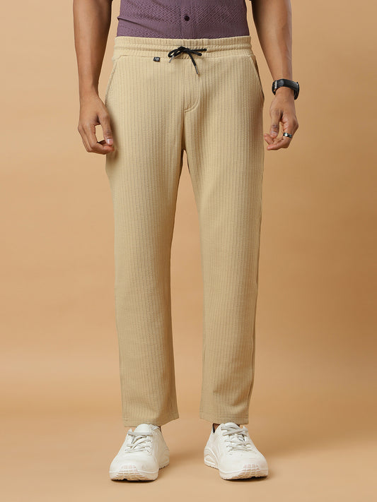 Cream | Relaxed Fit Textured | Breathable & Durable Track Pants