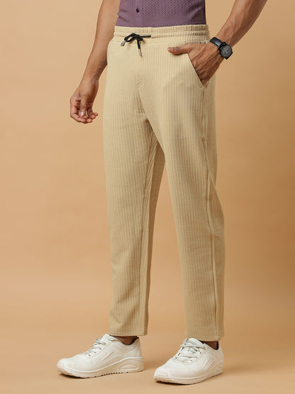 Cream | Relaxed Fit Textured | Breathable & Durable Track Pants