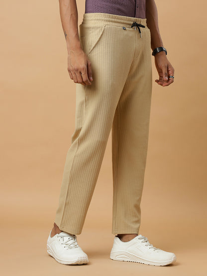 Cream | Relaxed Fit Textured | Breathable & Durable Track Pants