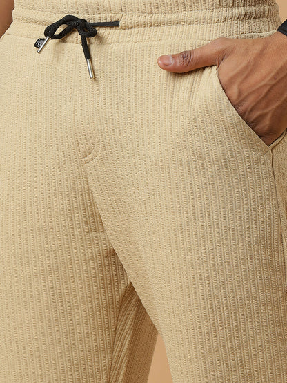 Cream | Relaxed Fit Textured | Breathable & Durable Track Pants