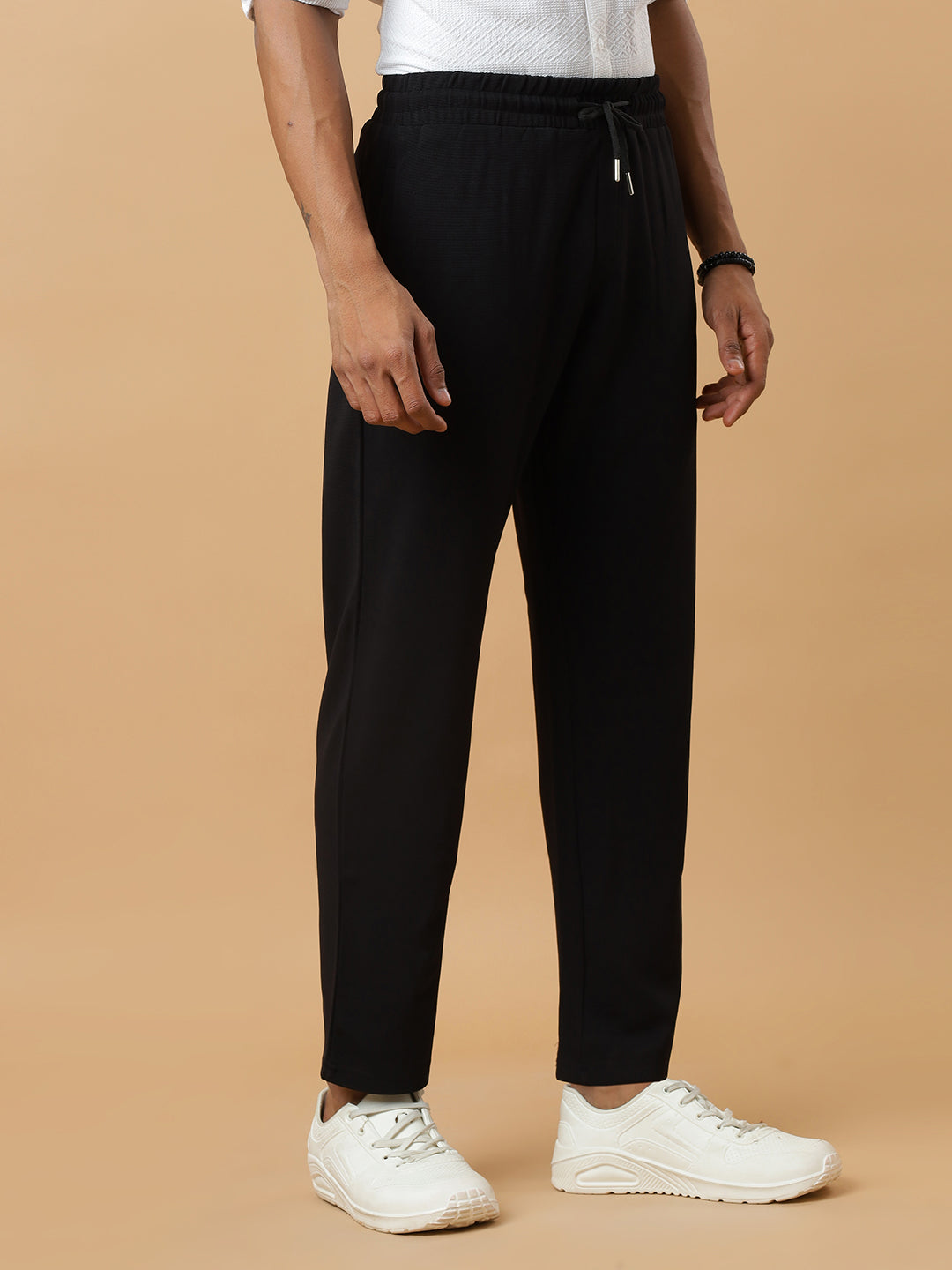 Black | Stretchable Ribbed Track Pants | Gym & Daily Wear