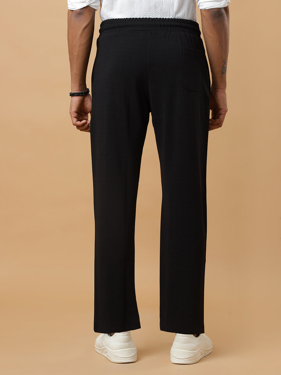 Black | Stretchable Ribbed Track Pants | Gym & Daily Wear