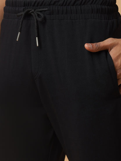 Black | Stretchable Ribbed Track Pants | Gym & Daily Wear