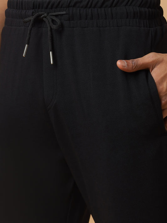 Black | Stretchable Ribbed Track Pants | Gym & Daily Wear