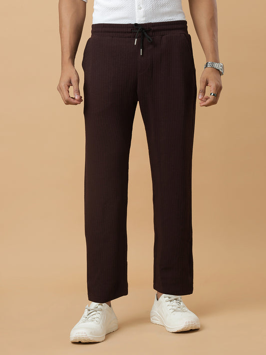 Coffee | Relaxed Fit Textured | Breathable & Durable Track Pants