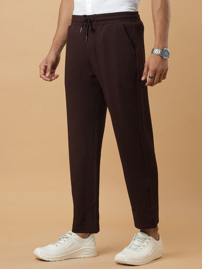 Coffee | Relaxed Fit Textured | Breathable & Durable Track Pants