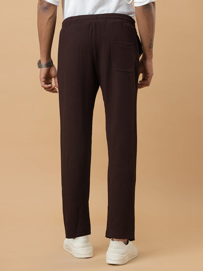 Coffee | Relaxed Fit Textured | Breathable & Durable Track Pants