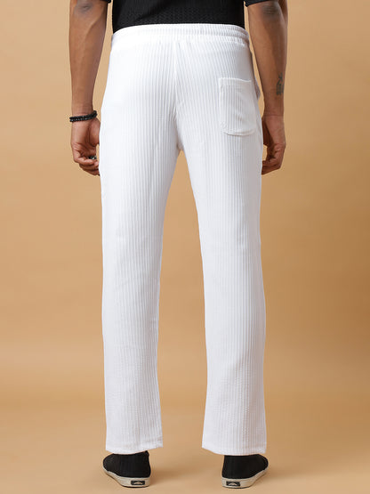 White | Relaxed Fit Textured | Breathable & Durable Track Pants