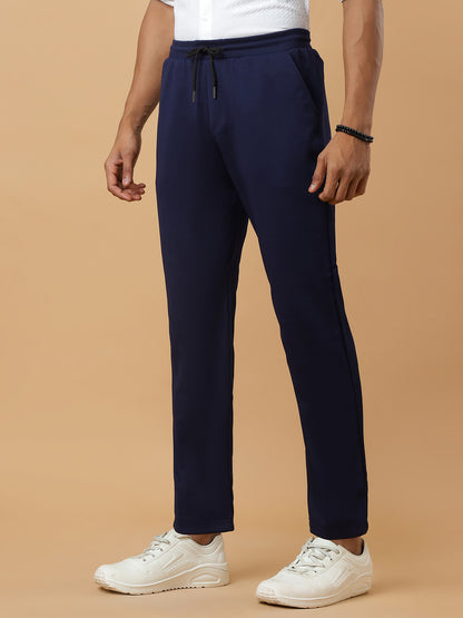 Navy Blue | Straight-Leg Essential Textured | Track Pants