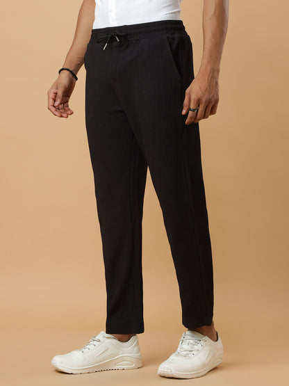 Black | Relaxed Fit Textured | Breathable & Durable Track Pants