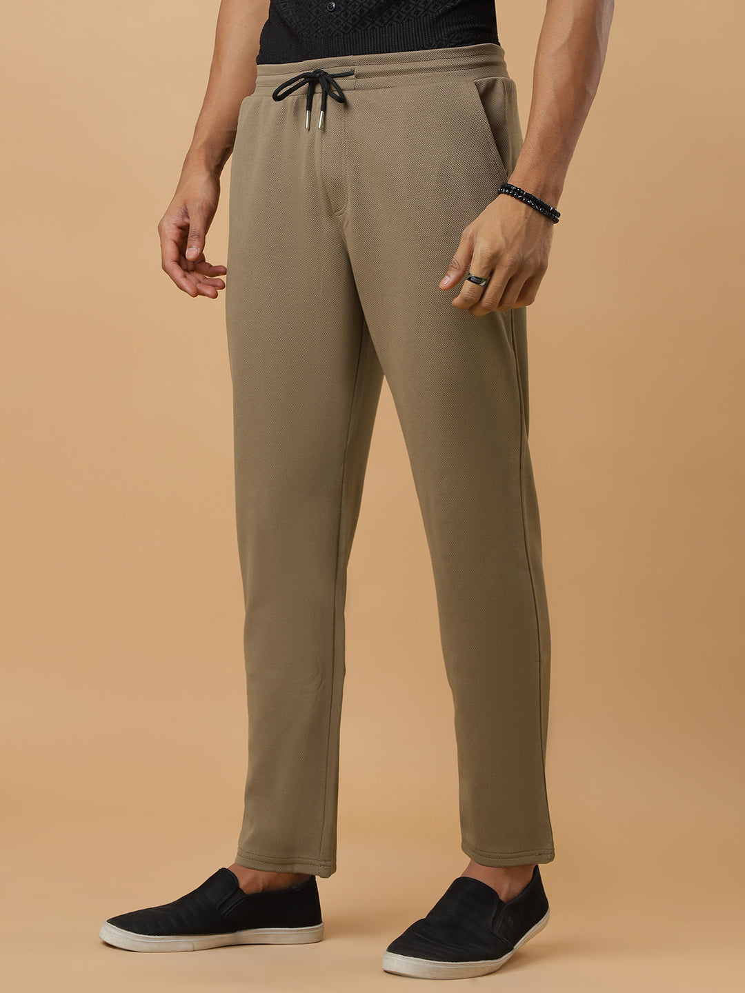 Beige | Straight-Leg Essential Textured | Track Pants
