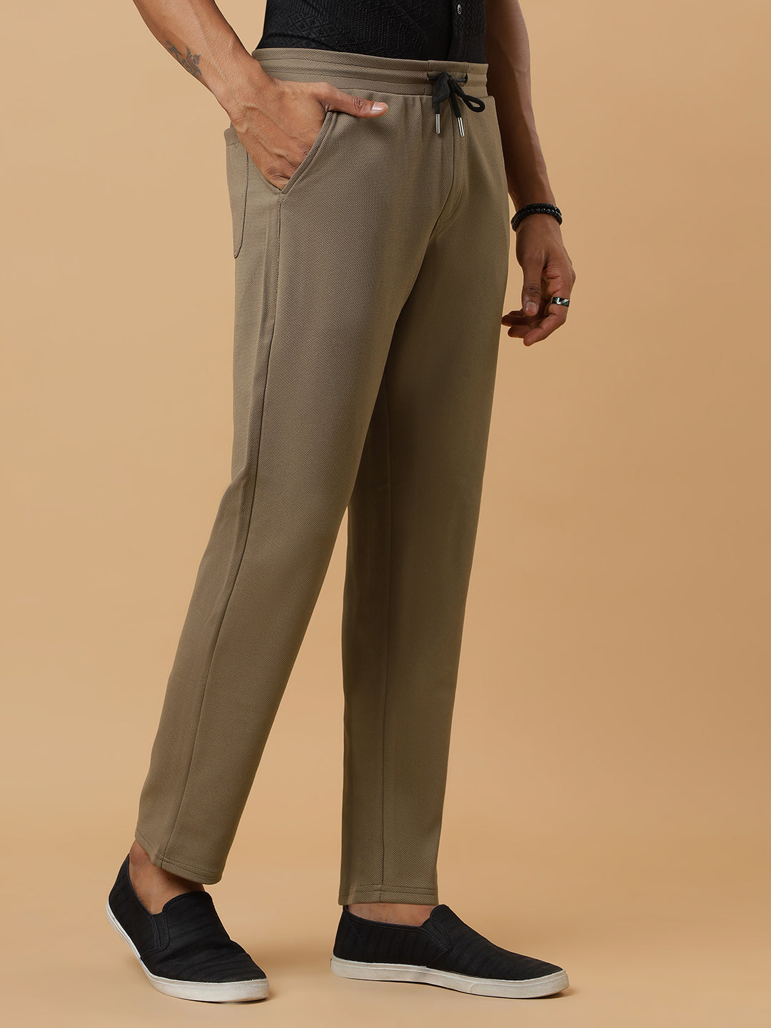 Beige | Straight-Leg Essential Textured | Track Pants
