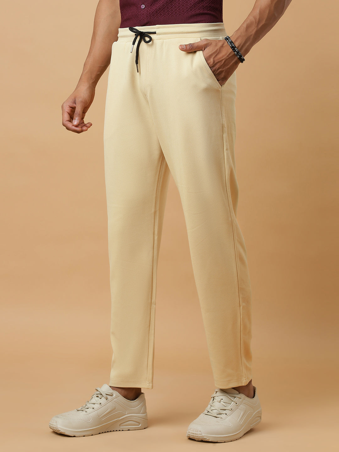 Cream | Straight-Leg Essential Textured | Track Pants
