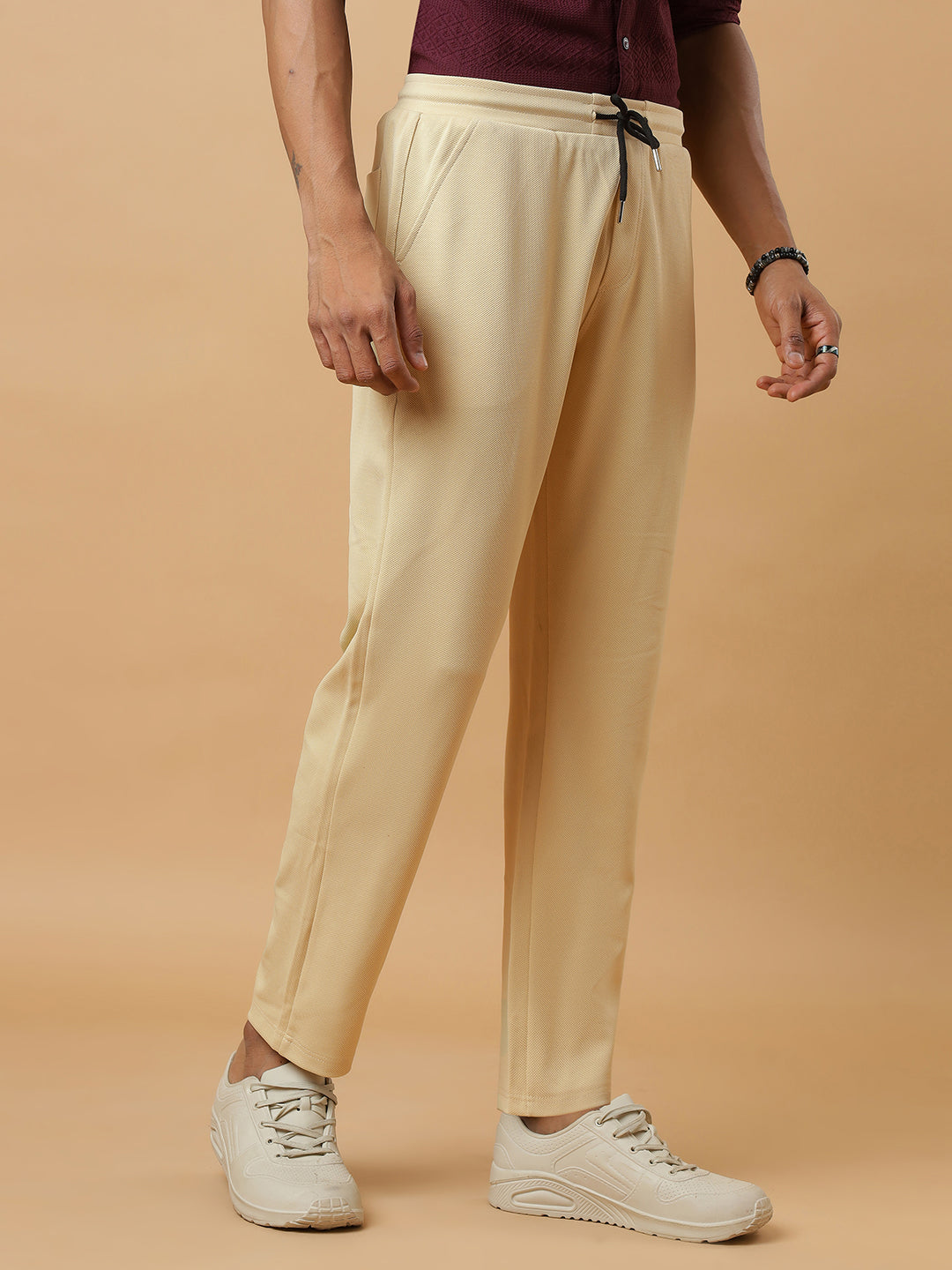 Cream | Straight-Leg Essential Textured | Track Pants