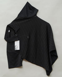 Black | Jacquard Knit Textured | Polo Zipper T-Shirt
